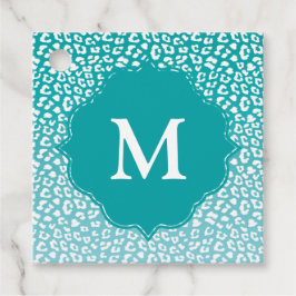 Monogram Turquoise Leopard Print Geschenkanhänger