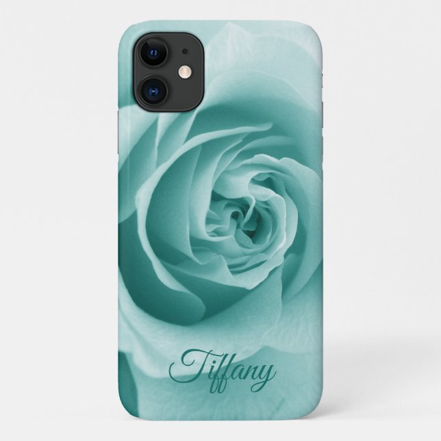 Monogram Turquoise Rose iPhone Case-Mate iPhone Hülle (Rückseite)
