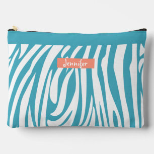Monogram Turquoise Striped Zebra Muster Trendy Zubehörtasche