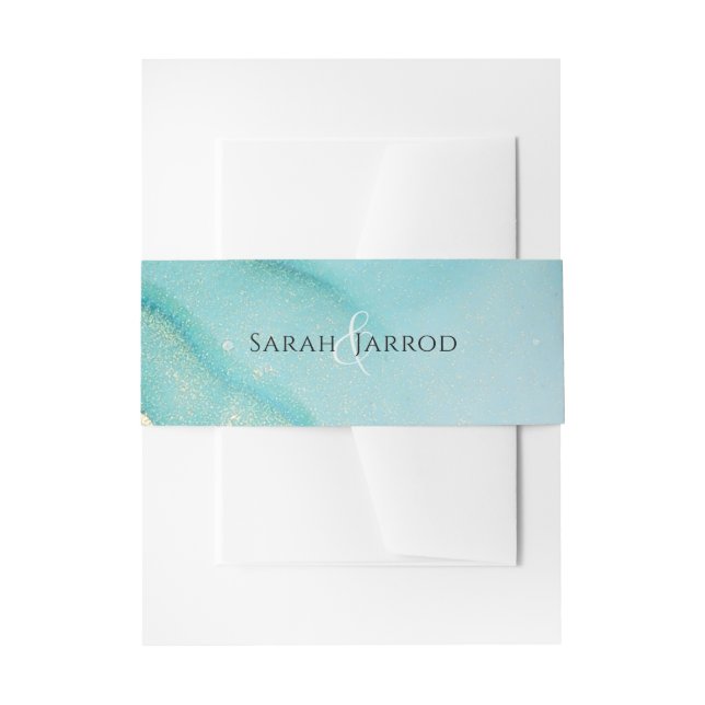 Monogram Turquoise Wedding Einladung Bauchband Einladungsbanderole (Vorderseite Beispiel)