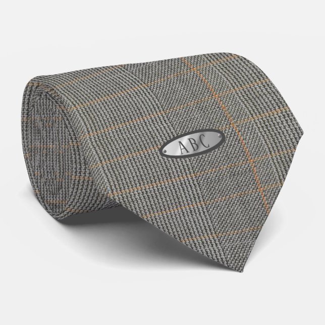 Monogram Tweed Look Krawatte - Graues Elegantes Ge (Gerollt)