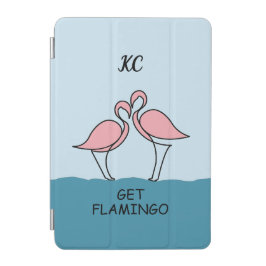 Monogram Two Pink Flamingos on Water Zitat iPad Mini Hülle