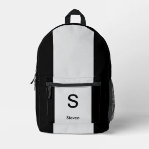 Monogram Two Tone Modern Black and Light Gray Bedruckter Rucksack