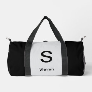 Monogram Two Tone Modern Black and Light Gray Duffle Bag