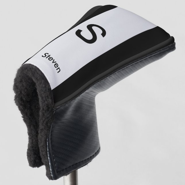 Monogram Two Tone Modern Black and Light Gray Golf Headcover (3/4 Vorderseite)