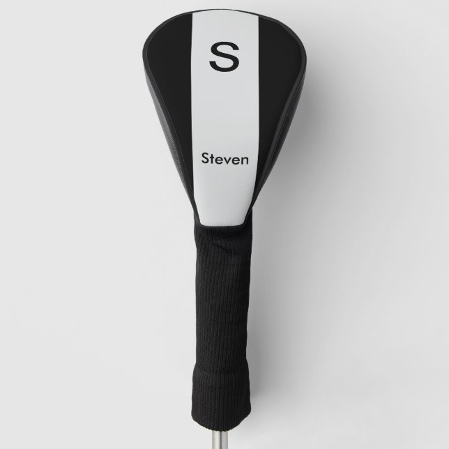 Monogram Two Tone Modern Black and Light Gray Golf Headcover (Vorderseite)