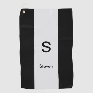 Monogram Two Tone Modern Black and Light Gray Golfhandtuch
