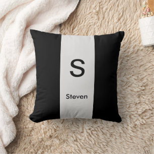 Monogram Two Tone Modern Black and Light Gray Kissen