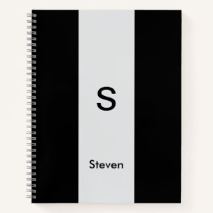 Monogram Two Tone Modern Black and Light Gray Notizbuch