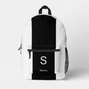 Monogram Two Tone Modern Black and White Bedruckter Rucksack