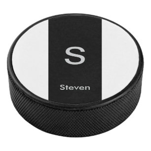 Monogram Two Tone Modern Black and White Eishockey Puck