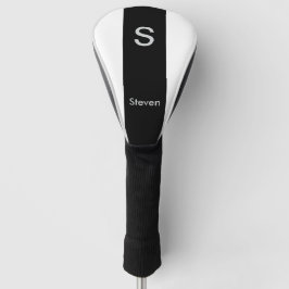 Monogram Two Tone Modern Black and White Golf Headcover