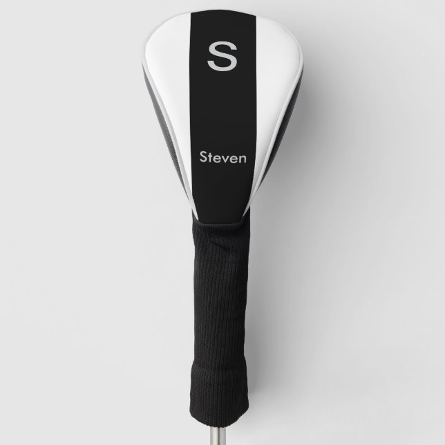 Monogram Two Tone Modern Black and White Golf Headcover (Vorderseite)
