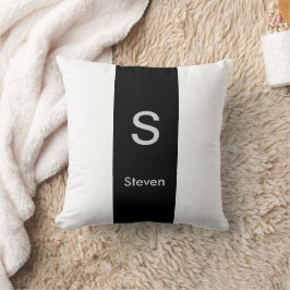 Monogram Two Tone Modern Black and White Kissen