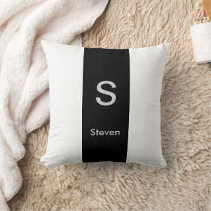 Monogram Two Tone Modern Black and White Kissen