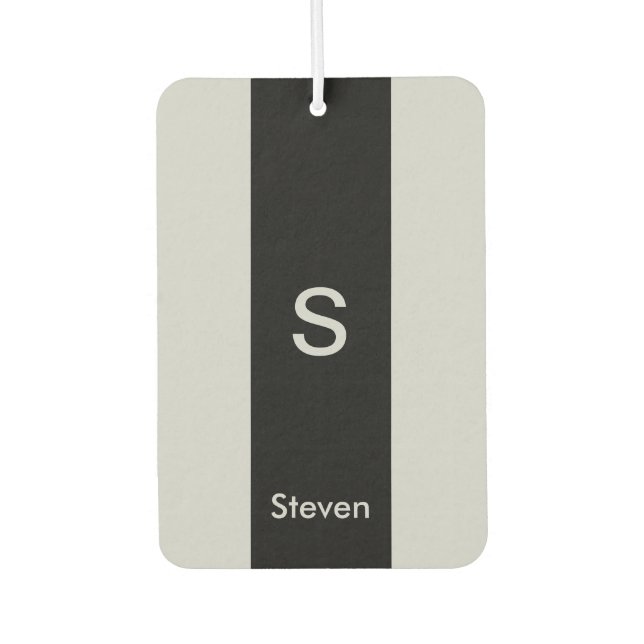 Monogram Two Tone Moderne Schwarz und Grau Autolufterfrischer (Vorderseite)
