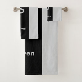 Monogram Two Tone Moderne Schwarz und Grau Badhandtuch Set