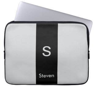 Monogram Two Tone Moderne Schwarz und Grau Laptopschutzhülle