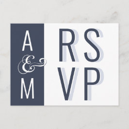 Monogram Typografy Minimalistisch Wedding RSVP Postkarte