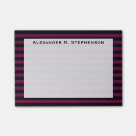 Monogram Tyrian Lila und Black Strip Post-it Klebezettel