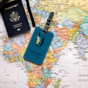 Monogram U Cobalt Aquarell Blume Gepäckanhänger