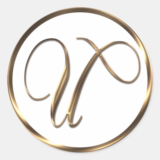 Monogram U Imitate Bronze Runder Aufkleber (Vorderseite)