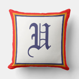 Monogram U Red White Old English Kissen