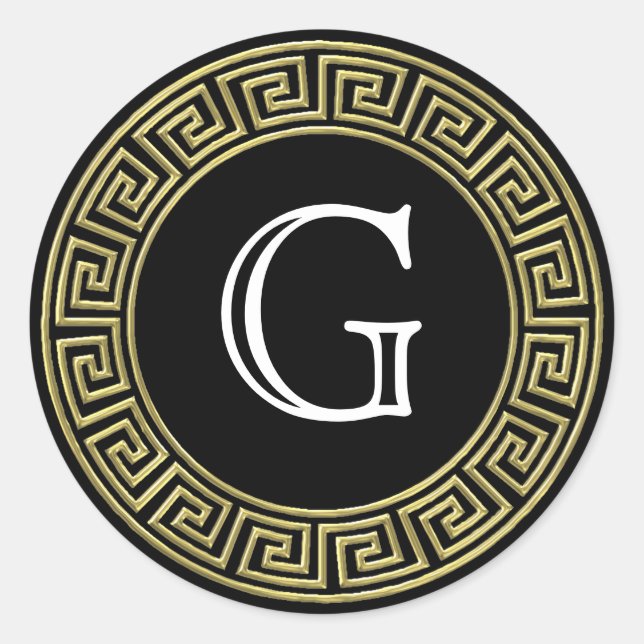 Monogram-Umschlag Aufkleber mit schwarzem goldgrie (Vorderseite)