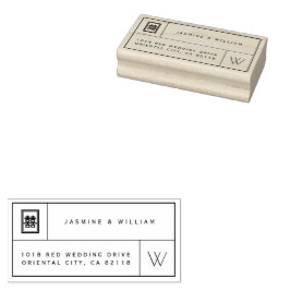 Monogram und Double Happiness Box Chinesisches Hoc Gummistempel