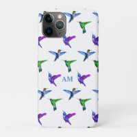 Monogram und Hummingbirds on White