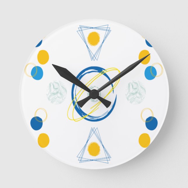 Monogram, Urgeometrisches, modernes Dreiecke Runde Wanduhr (Vorderseite)