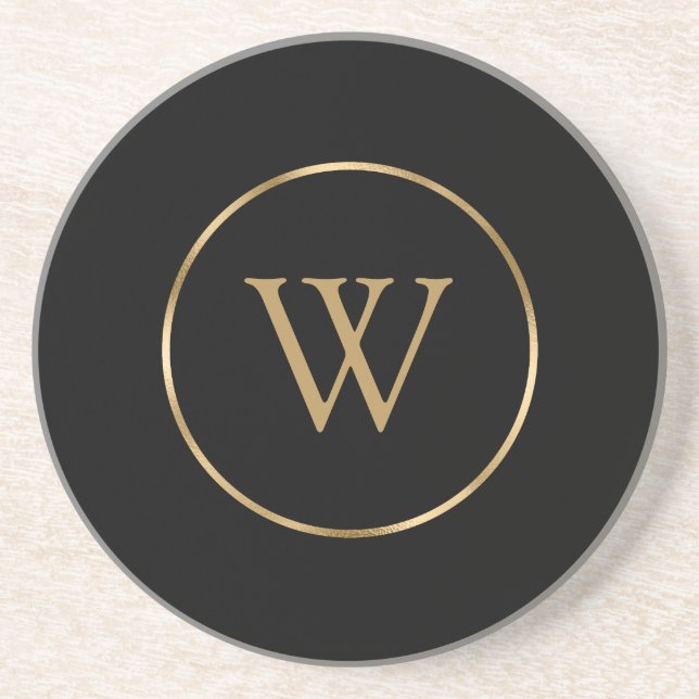 Monogram Ursprüngliches Elegantes Modernes Gold Getränkeuntersetzer (Vorne)