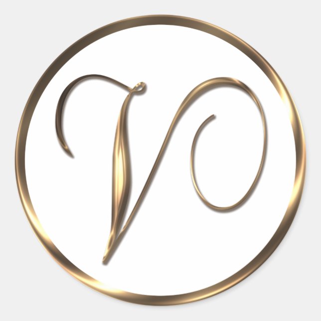 Monogram V Imitate Bronze Runder Aufkleber (Vorderseite)