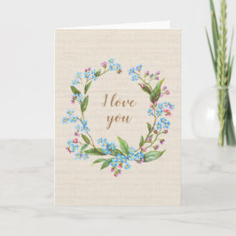 Monogram Vergiss-Me-Not-Kranz Rustikal I Liebe You Karte