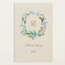 Monogram Vergiss-Me-Not Wreath Blue Beige Rustic