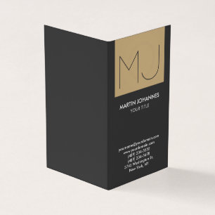 Monogram Vertikale elegante Graue Beige Business C Visitenkarten