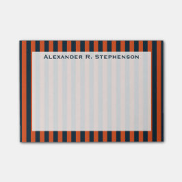 Monogram Vertikales Navy Blue und Orange Strip Post-it Klebezettel