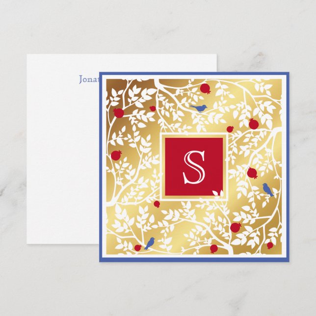Monogram Vielen Dank für Ihre elegante Birds & Bra Karte (Vorne/Hinten)