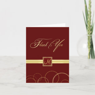 Monogram Vielen Dank Karten - Burgundy & Gold