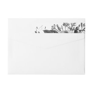 Monogram Vintag Black Floral Rücksendeadresse