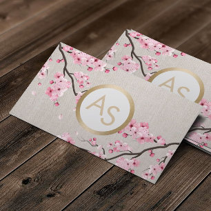 Monogram Vintag Cherry Blossom Haar Makeup Salon Visitenkarte