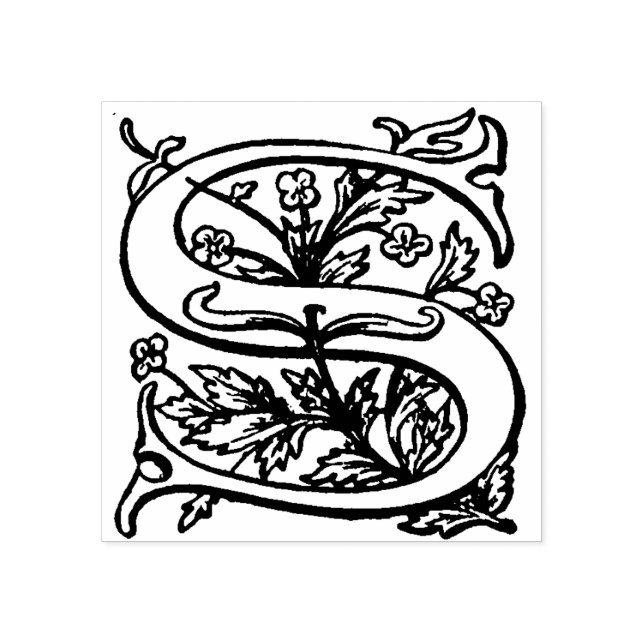 Monogram Vintag dekorativer Blumenbrief S Gummistempel (Prägung)