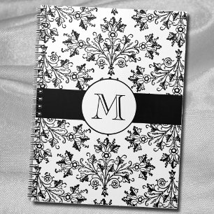 Monogram Vintag Floral Damask Muster Notebook Notizblock