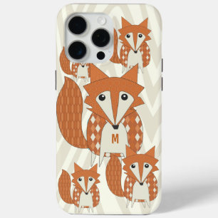 Monogram Vintag Fox Art Ivory Zig Zag iPhone 5 15 Pro Max Hülle