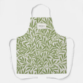 Monogram Vintag Green Willow Blätter Schürze