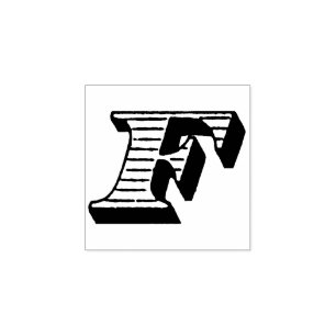 Monogram Vintag Italia Initial Letter F Gummistempel