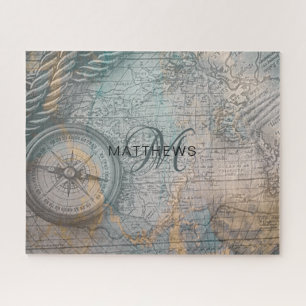 Monogram Vintag Map Compass