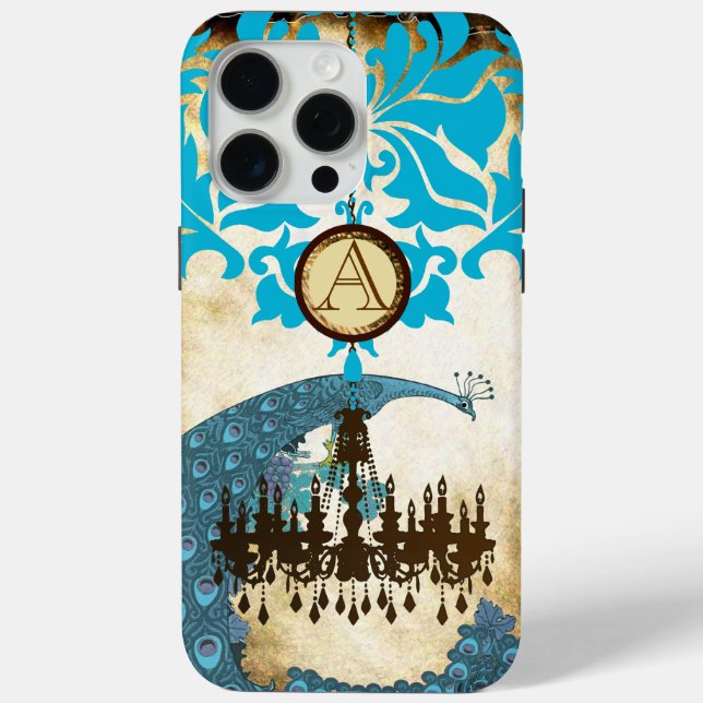 Monogram Vintag Peacock Kronleuchter Case-Mate iPhone Hülle (Rückseite)