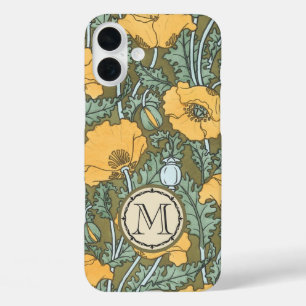 Monogram Vintag Poppy Blume Muster Jugendstil iPhone 16 Plus Hülle