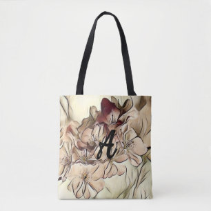 Monogram Vintage Braunkirschblüten zeichnend Tasche